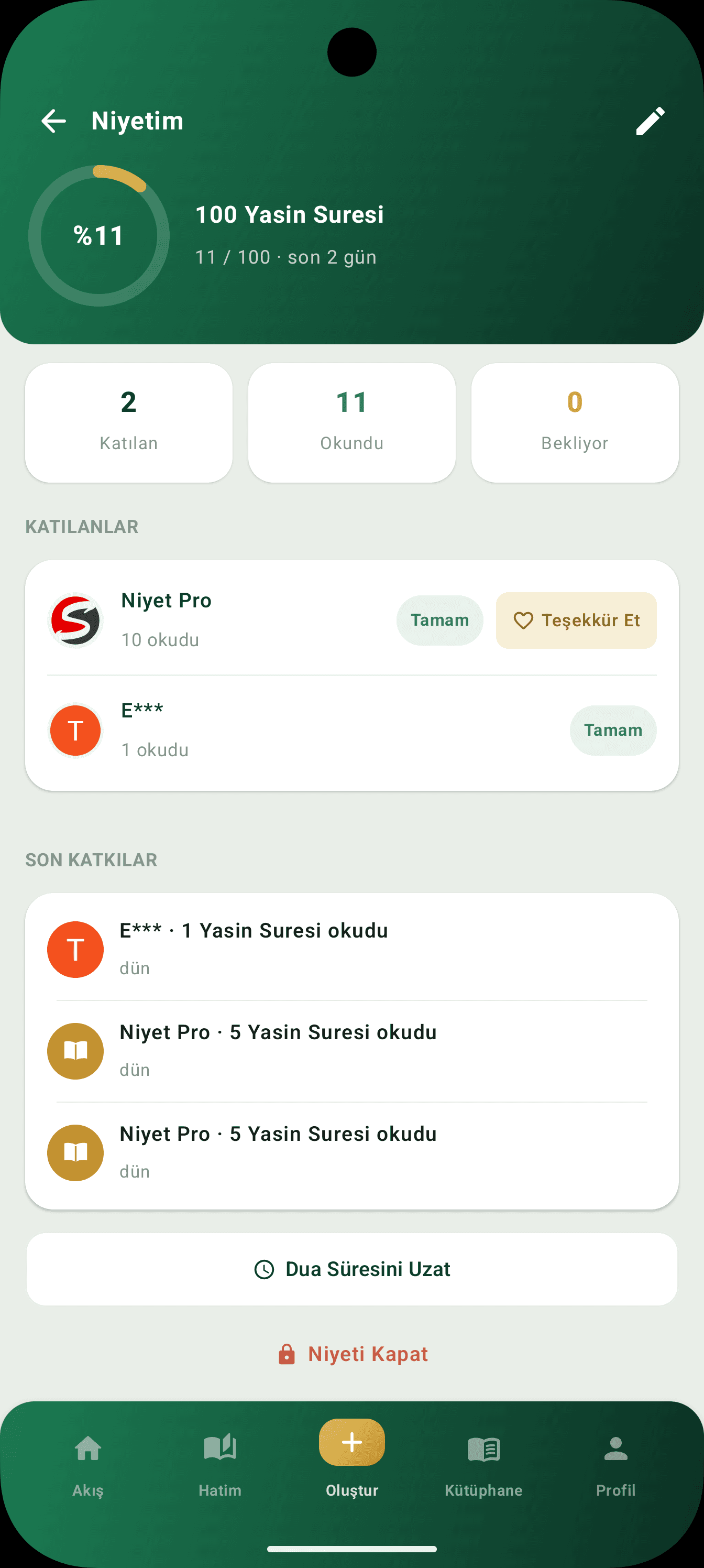 Niyet Pro — niyet detayı